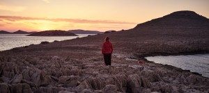 sharp edges and rocky island but a sunny view