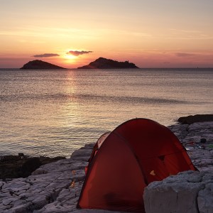 our beautiful camp on our lonely island