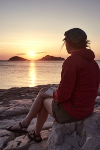 writing the diary in the afternoon and enjoying the sunset