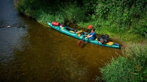 Paddling on the Saalewater in the boat