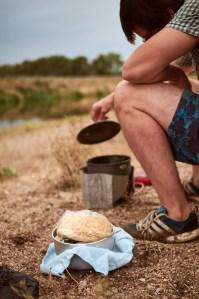 Paddling on the Mulde waiting for the water to boil