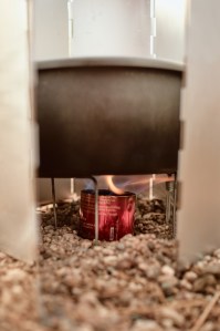 Trekking stove self-made alcohol stove in action